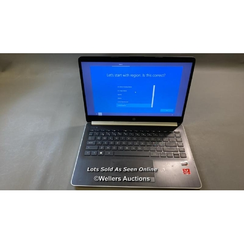 9765 - HP LAPTOP MODEL 14DK0803N0 / 4GB RAM / 128GB HD / RYZEN 3 3200U @ 2.60GHZ / SN: 5CG9393F4V / WINDOWS... 