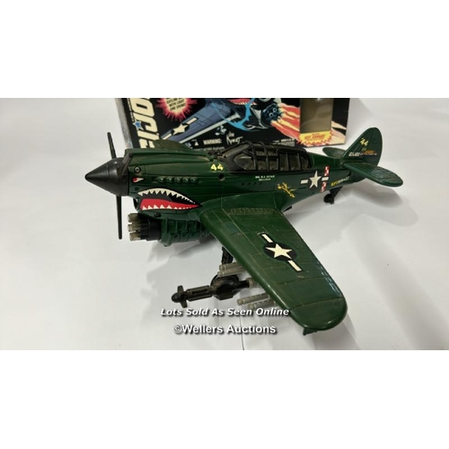 1 - Hasbro GI Joe boxed P-40 Warhawk plane with St. Savage action figure, in fair condition with working... 