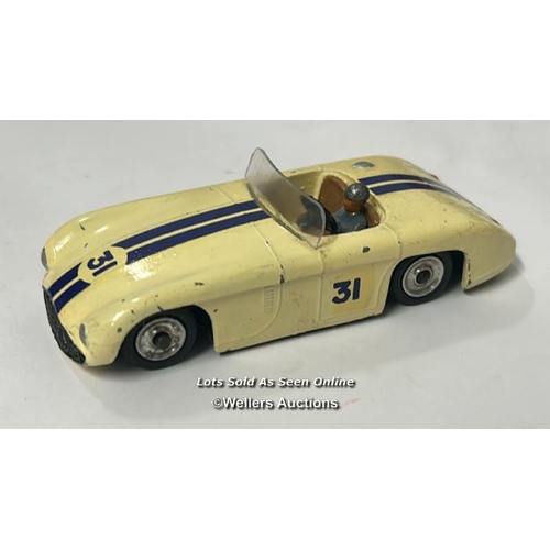 23 - Three vintage diecast cars including Dinky no.133, Cunningham C-5R, off white body with brown interi... 