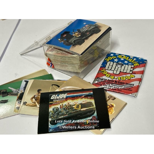 4 - Assorted GI Joe items including mobile field unit phone, tin lunchbox, patches and collectors cards ... 