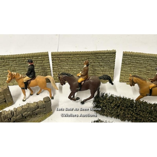 41 - Models including metal and plastic horses with riders, lead greyhounds, walls, hedges and sand bags ... 