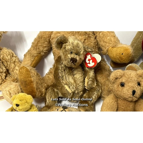 63 - Seven assorted teddy bears including one TY 