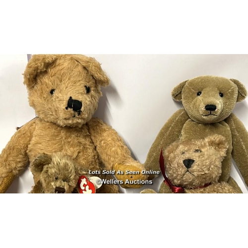 63 - Seven assorted teddy bears including one TY 