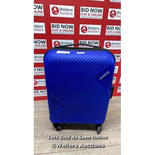 132 - AMERICAN TOURISTER JET DRIVER 55CM CARRY ON HARDSIDE SPINNER CASE / DAMAGED ZIP / SIGNS OF USE / A10