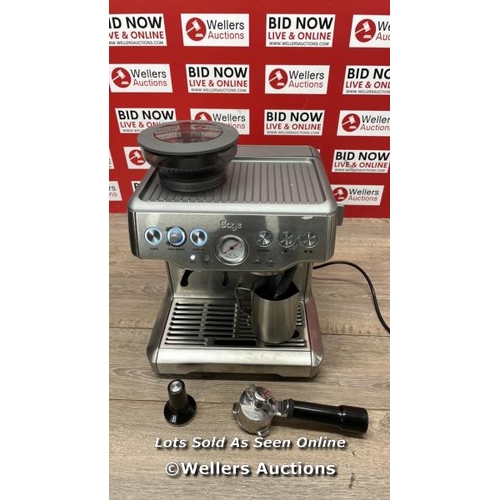 156 - SAGE BARISTA EXPRESS BES875BSS PUMP COFFEE MACHINE / POWERS UP / SIGNS OF USE / A22