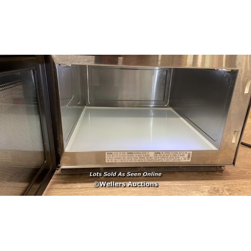 159 - SAMSUNG 26 LITRE 1500W COMMERCIAL MICROWAVE IN STAINLESS STEEL / MJ26A6053AT/EU / POWERS UP / SIGNS ... 