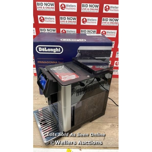 163 - DELONGHI PRIMADONA SOUL ECAM 610.55.SB BEAN TO CUP COFFEE MACHINE / POWERS UP / SIGNS OF USE / A20