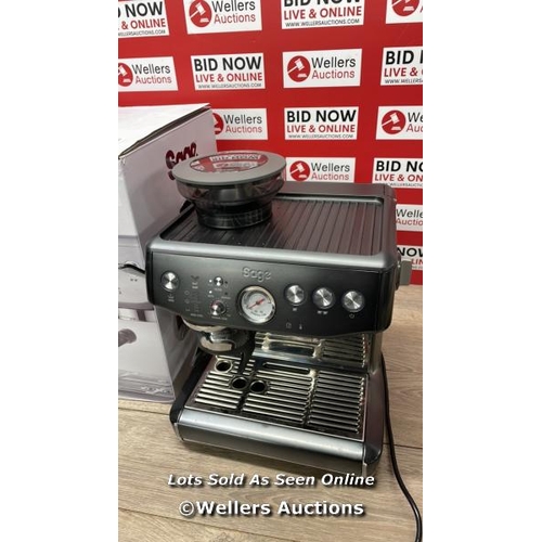 175 - SAGE THE BARISTA EXPRESS IMPRESS BEAN TO CUP COFFEE MACHINE IN BLACK STAINLESS STEEL (SES876BST4GUK1... 