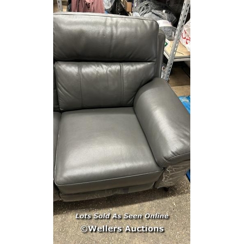 188 - GRACE DARK GREY LEATHER POWER RECLINING LARGE 2 SEATER SOFA / RRP: �1,149.99 / NO POWER / SIGNS OF U... 