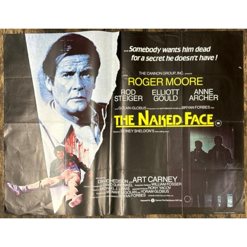 618 - THE NAKED FACE STARRING ROGER MOORE, ORIGINAL FILM POTER, PRINTED IN ENGLAND BY W. E. BERRY LTD BRAD... 