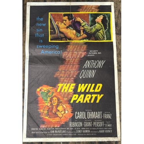 628 - THE WILD PARTY STARRING CAROL OHMART, ORIGINAL FILM POSTER, 56/532, 68CM W X 104CM H