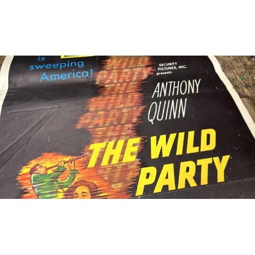 628 - THE WILD PARTY STARRING CAROL OHMART, ORIGINAL FILM POSTER, 56/532, 68CM W X 104CM H