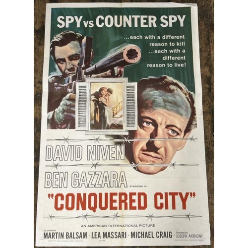 629 - CONQUERED CITY STARRING DAVID NIVEN AND BEN GAZZARA, ORIGINAL FILM POSTER, 65/63, 68.5CM W X 104CM H