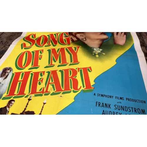 640 - SONG OF MY HEART, ORIGINAL FILM POSTER, 69CM W X 104CM H