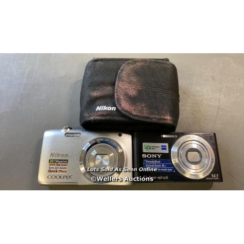 9689 - X2 DIGITAL CAMERAS INCL. NIKON COOLPIX S2800 AND SONY DSC-W320