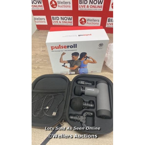 2021 - PULSEROLL MINI MASSAGE GUN WITH TRAVEL CASE / POWERS UP / SIGNS OF USE / C26