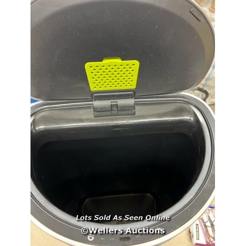 2106 - EKO STAINLESS STEEL SEMI-ROUND MOTION SENSOR BIN - 47L / SIGNS OF USE / P10