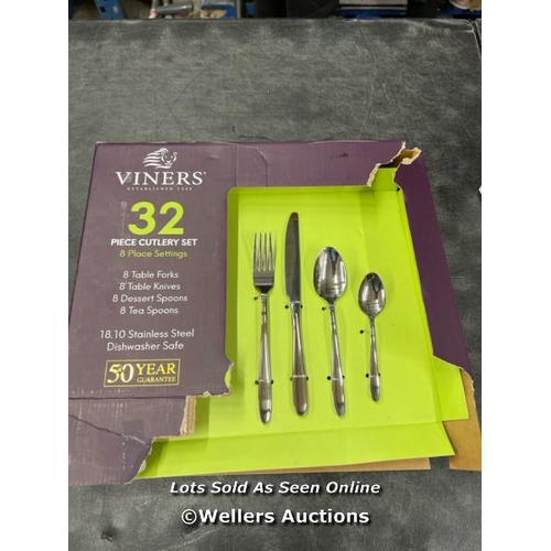 2119 - VINERS HENLEY STAINLESS STEEL CUTLERY SET, 32 PIECE / INCOMPLETE / APPEARS NEW OPEN BOX / C36