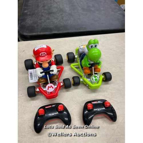 2149 - CARRERA MARIO KART & YOSHI PIPE KART RC TWINPACK / UNTESTED / SIGNS OF USE / C38