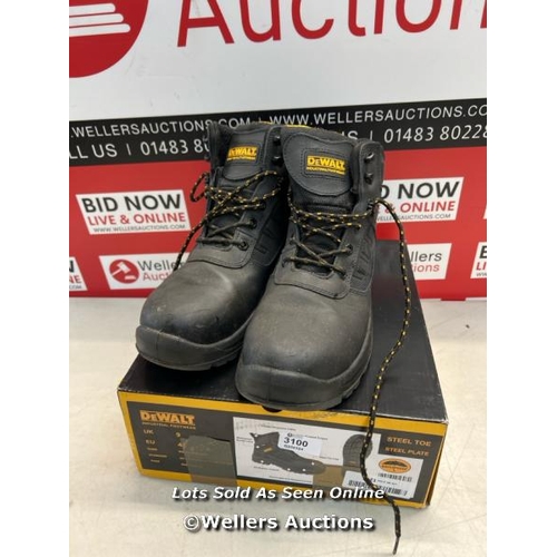 3100 - DEWALT MEN'S DOUGLAS WATERPROOF STEEL TOE SAFETY BOOT BLACK UK9 / SIGNS OF USE / H66