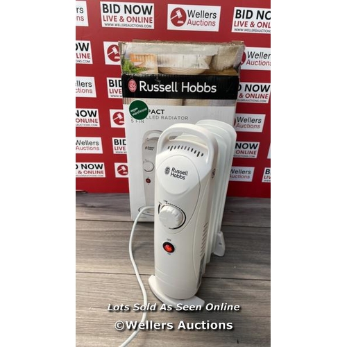 3159 - RUSSELL HOBBS 650W OIL FILLED RADIATOR, 5 FIN PORTABLE ELECTRIC HEATER / POWERS UP / MINIMAL SIGNS O... 