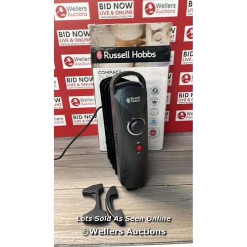 3161 - RUSSELL HOBBS 650W OIL FILLED RADIATOR, 5 FIN PORTABLE ELECTRIC HEATER / POWERS UP / MINIMAL SIGNS O... 