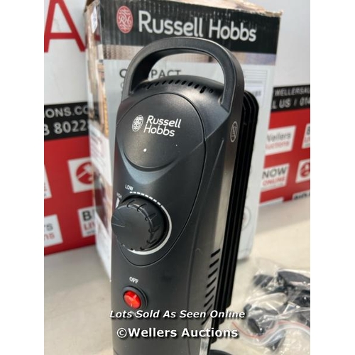 3162 - RUSSELL HOBBS 650W OIL FILLED RADIATOR, 5 FIN PORTABLE ELECTRIC HEATER / POWERS UP / MINIMAL SIGNS O... 