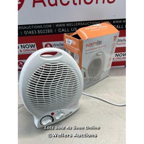 3164 - WARMLITE WL44002 THERMO FAN HEATER WITH 2 HEAT SETTINGS AND OVERHEAT PROTECTION, 2000W, WHITE / POWE... 