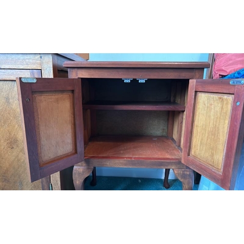 151 - Mahogany side cabinet with double doors and interior shelf, 53 x 74 x 38cm (collection from private ... 