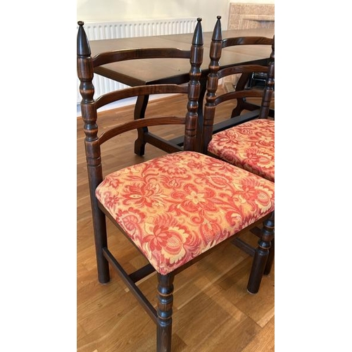 155 - Matching set of four mahogany ladder back chairs, 51 x 46 x 94cm and two elbow chairs 57 x 54 x 94cm... 