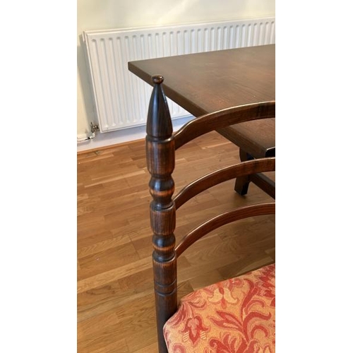 155 - Matching set of four mahogany ladder back chairs, 51 x 46 x 94cm and two elbow chairs 57 x 54 x 94cm... 