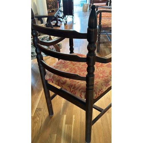 155 - Matching set of four mahogany ladder back chairs, 51 x 46 x 94cm and two elbow chairs 57 x 54 x 94cm... 