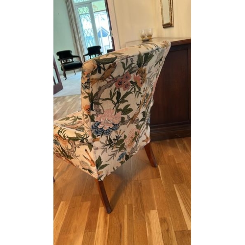 156 - Parker-Knoll upholstered chair decorated with flowers and birds, 56 x 58 x 80cm (collection from pri... 