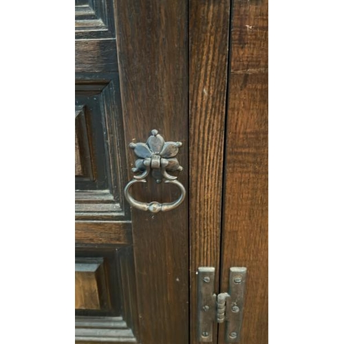 157 - Mahogany four door, three drawer cabinet with cutlery tray by Younger, 204 x 71 x 48cm (collection f... 