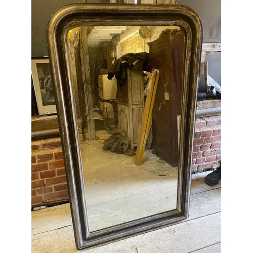 660 - 19TH CENTURY LOUIS PHILLIPE MIRROR WITH ORIGINAL PLATE AND SILVER GUILDED FRAME, 148CM (H) X 86CM (W... 