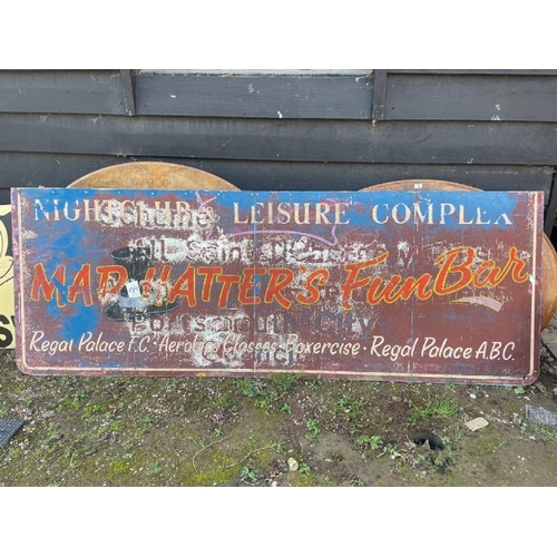 661 - VINTAGE MAD HATTERS FUN BAR METAL SIGN, 95CM (H) X 260CM (L)