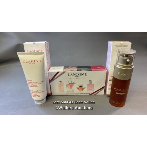 9581 - X1 LANC�ME BEST OF LANC�ME FRAGRANCES KIT, X1 CLARINS HAND AND NAIL TREATMENT CREAM AND X1 CLARINS D... 