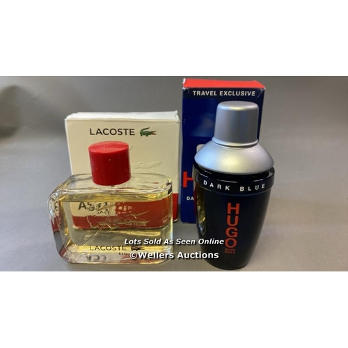 9582 - X1 LACOSTE RED EAU DE TOILETTE 75ML AND X1 HUGO BOSS DARK BLUE EAU DE TOILETTE 75ML