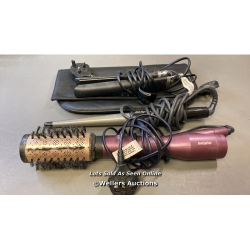 9597 - X1 GHD PLATINUM + HAIR STRAIGHTENER S8T262, X1 BABYLISS CURL TONG F48K AND X1 BABYLISS ROTATING BRUS... 