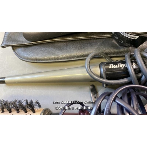 9597 - X1 GHD PLATINUM + HAIR STRAIGHTENER S8T262, X1 BABYLISS CURL TONG F48K AND X1 BABYLISS ROTATING BRUS... 