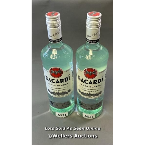 9601 - X2 NEW BACARDI CARTA BLANCA WHITE RUM 37.5% VOL. 1L