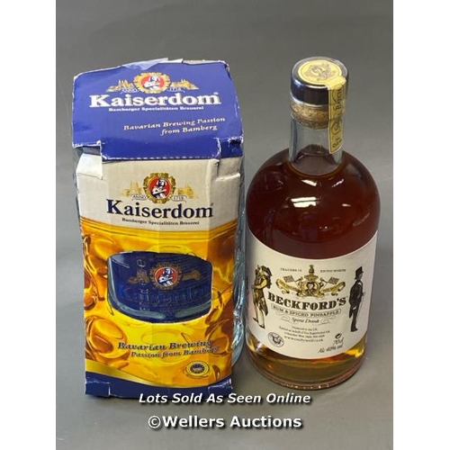 9602 - X1 NEW BECKFORD'S RUM 40% VOL. 70CL AND X1 NEW KAISERDOM BEER 4.7% VOL. 1L