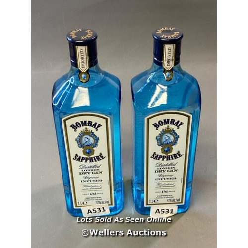 9604 - X2 NEW BOMBAY SAPPHIRE DRY GIN 47% VOL. 1L