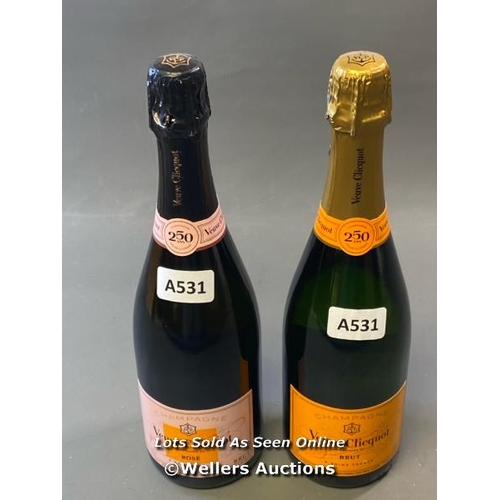 9605 - X1 NEW VEUVE CLICQUOT ROSE CHAMPAGNE 12.5% VOL. 750ML AND X1 NEW VEUVE CLOCQUOT BRUT CHAMPAGNE 12% V... 