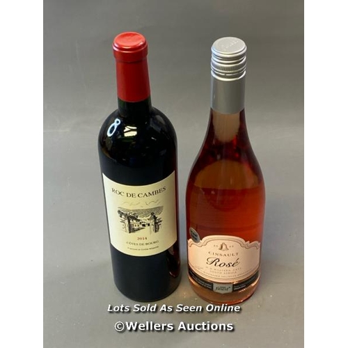 9610 - X1 NEW ROC DE CAMBES WINE 13.5% VOL. 75CL AND X1 NEW CINSAULT ROSE WINE 11.5% VOL. 75CL