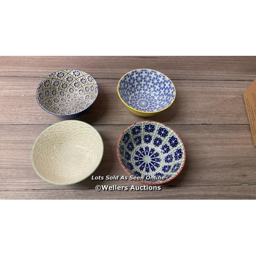 6126 - PATTERNED STONEWARE BOWLS, 4 PACK / APPEARS NEW OPEN BOX / A7