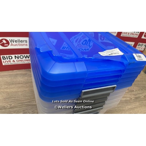 100 - IRIS 15L STORAGE BOXES / ONE BROKEN LID / MINIMAL SIGNS OF USE / C35