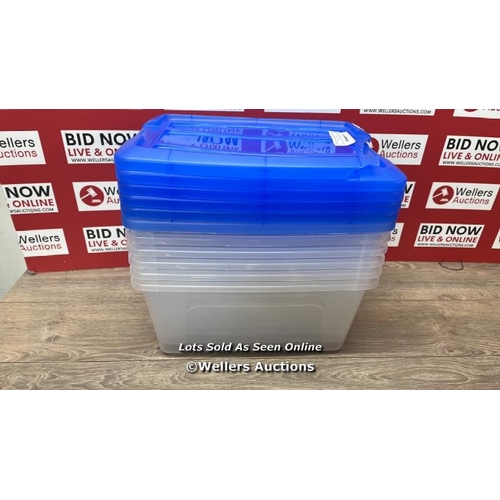 100 - IRIS 15L STORAGE BOXES / ONE BROKEN LID / MINIMAL SIGNS OF USE / C35