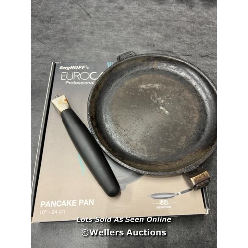 102 - BERGHOFF EUROCAST 24CM PANCAKE PAN / HEAVY SIGNS OF USE / C35