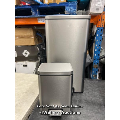 109 - EKO STAINLESS STEEL 30L PEDAL BIN & 5.2L PEDAL BIN / LARGE BIN DENTED / SIGNS OF USE / P6